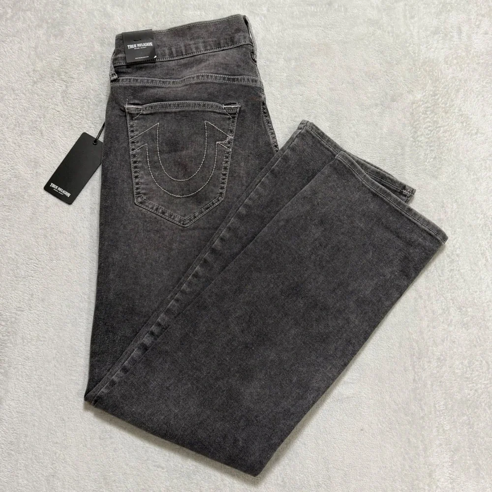 True Religion Ricky Relaxed Straight Men 33 Gray Denim Jeans Acid Wash Y2K Comfy